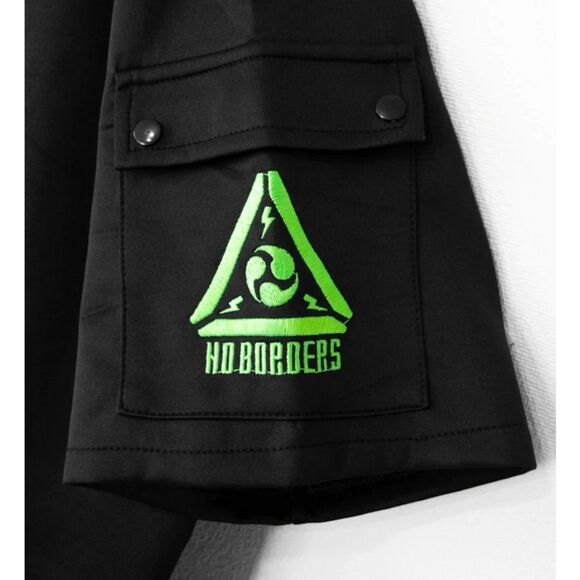 Cyberpunk black and toxic green zip up hoodie - unisex - Picture 4 of 5